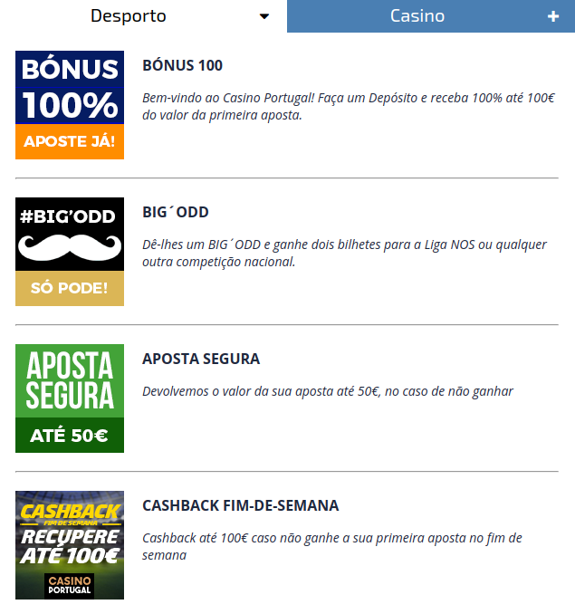 Bonus Apostas Casino Portugal