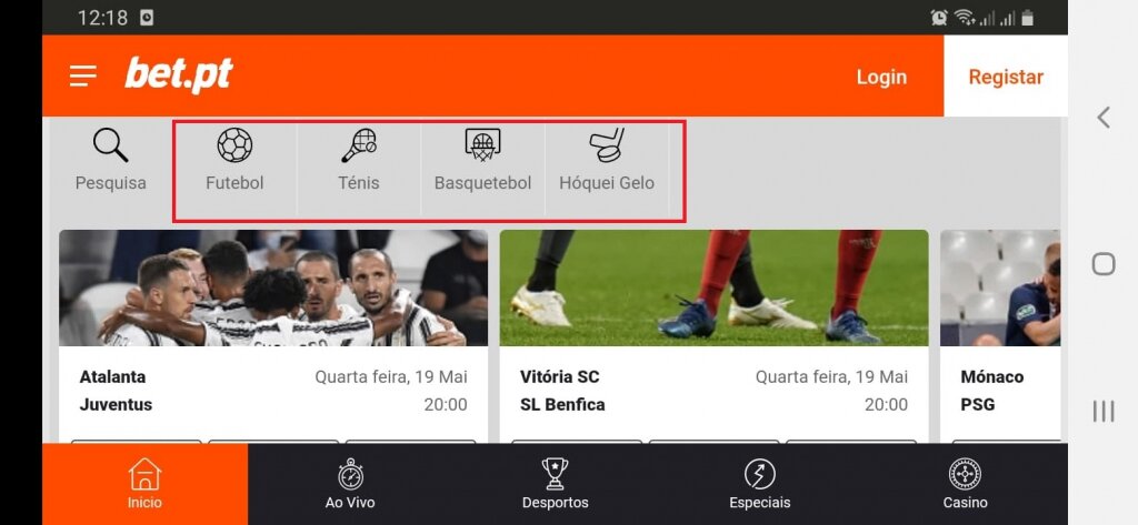 Bet.pt App Hiperligações