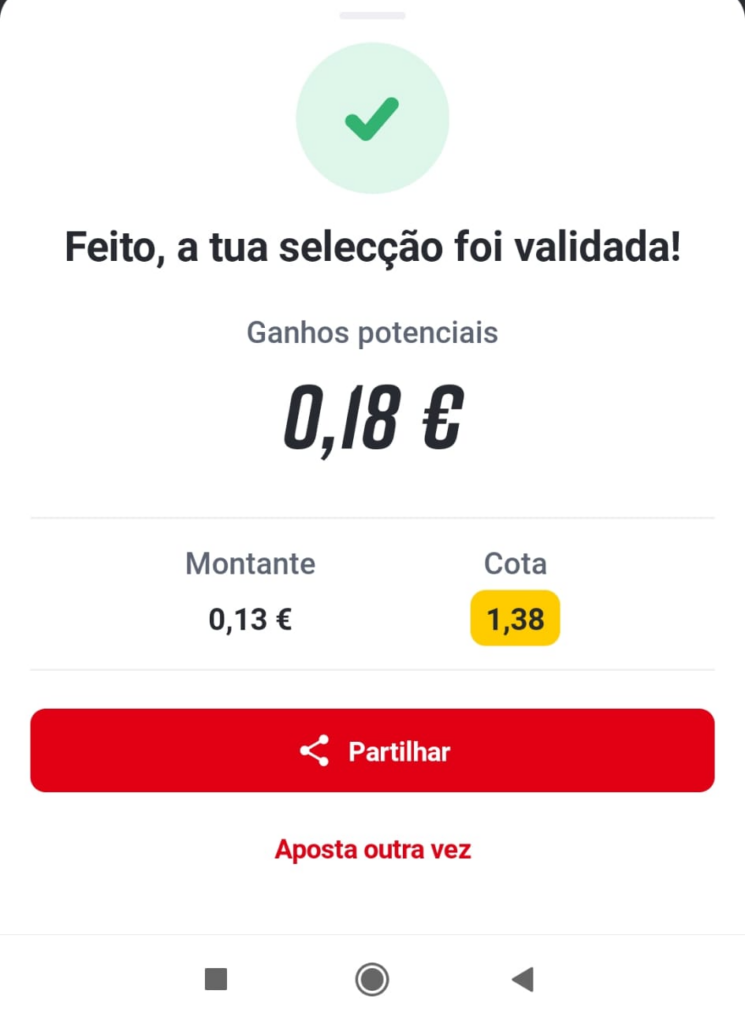 aposta validada na app da betclic